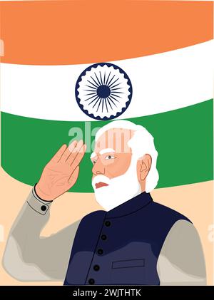 Narendra Modi Vector (premier ministre de l'Inde) Illustration de Vecteur