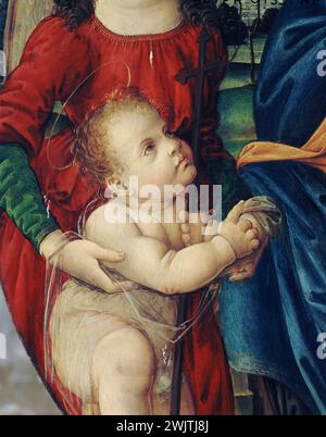 Attribué à Tommaso. Détail de la 'Vierge à l'enfant avec Saint Jean Baptiste et deux anges'. Huile de bois, entre 1470 et 1530. Musée des Beaux-Arts de la ville de Paris, petit Palais. 24955-5 Aureoline, bébé, catholique, chrétien chrétien, détail, enfant, Nouveau Testament, scène biblique Banque D'Images