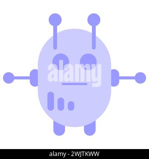Vector robot chatbot, dans la science et les affaires, technologie et concept d'ingénierie. Icône robot. Icône chatbot. Joli bot souriant. Tracer le signe du robot dans b Illustration de Vecteur