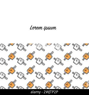 bannière d'esquisse de doodle dessinée à la main de montre-bracelet avec cristal ou diamant. Illustration vectorielle isolée. L'icône vectorielle dessinée à la main peut être utilisée pour la bannière, le fond d'écran. Illustration de Vecteur