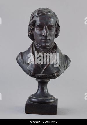 Jean-Pierre Dantan (1800-1869), dit Dantan le jeune. Portrait sérieux de l'acteur au gymnase Hugues-Marie-désiré Bouffé (1800-1888). Bronze. 1830. Paris, musée Carnavalet. Acteur français, bronze, comédien, gymnase, portrait sérieux Banque D'Images