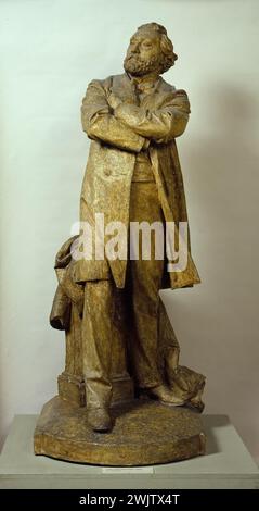 Léon Gambetta (1838-1882), homme politique et avocat français. Bosse ronde, en grès, vers 1870-1880. Musée des Beaux-Arts de la ville de Paris, petit Palais. Avocat, GRES, homme politique français, Round-bosse Banque D'Images