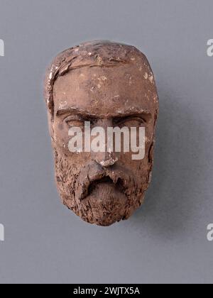 Jean-Pierre Dantan (1800-1869), dit Dantan le jeune. Masque inconnu. Terre cuite et plâtre. Paris, musée Carnavalet. Masque, plâtre, terre cuite Banque D'Images
