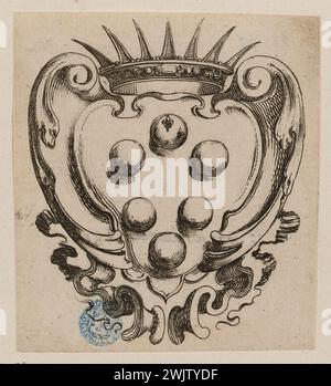 Della Bella, Stefano (dit Étienne de la belle) (n.1610-05-18-D.1664-08-22), armoiries de Médicis (A. de Vesme 968. Dutuit 38) (titre principal). Gravure. Petit Palais, Musée des Beaux-Arts de la ville de Paris. Banque D'Images