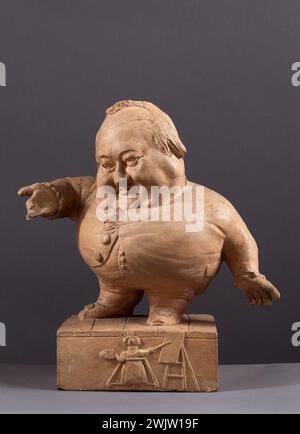 Jean-Pierre Dantan (1800-1869) dit Dantan le jeune. Emmanuel-Augustin Lepeintre portrait, dit Lepeintre jeune (1788-1847), acteur. Plâtre patiné en terre cuite. 1837. Paris, musée Carnavalet. 53353-12 acteur français, patine à motifs, portrait-charge, terre cuite Banque D'Images