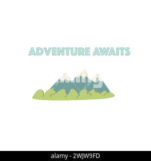 Aventure dessinée à la main attend arrière-plan isolé. L'illustration vectorielle peut être utilisée pour la conception imprimable. Illustration de Vecteur