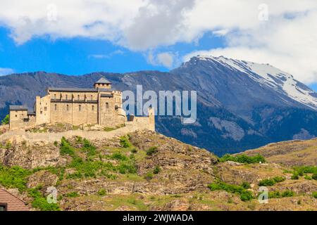 Vue de la basilique Valere à Sion, Suisse Banque D'Images