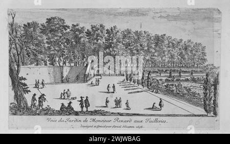 Israel Silvestre (1621-1691) et Jean Lepautre (1618-1682). 'Vue sur le jardin de Mr. Renard aux Tuileries'. Mangez, 1658. Paris, musée Carnavalet. Manger, 1er i 1er 1er arrondissement, jardin, tuileries Banque D'Images