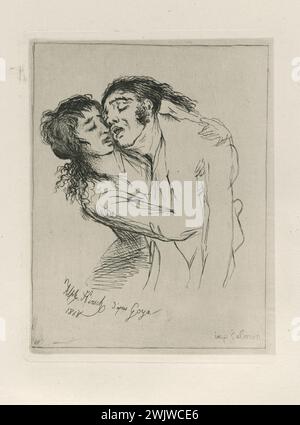 Alphonse Hirsch (1843-1884) Love and Death, 1868, selon Francisco Goya. Musée des Beaux-Arts de la ville de Paris, petit Palais. Amour et mort Allegorie, allégorie, amour, mort, mort, couple, gravure, gravure, amour Banque D'Images