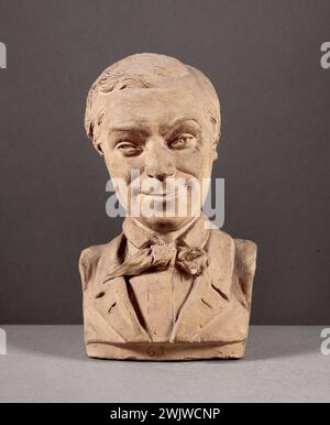 Jean-Pierre Dantan (1800-1869), dit Dantan le jeune. Caricature de l'acteur Pierre-Alfred Ravel (1811-1881). Terre cuite. 1845. Paris, musée Carnavalet. Acteur français, buste, patine patine, terre cuite, caricature Banque D'Images