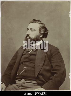 Léon Gambetta (1838-1882), homme politique français. Photographie d'Etienne Carjat (1828-1906). Tirage de papier albumine. Entre 1850 et 1882. Paris, musée Carnavalet. Assis, avocat, français, homme politique, portrait, 19e 19e 19e 19e 19e. xixe siècle Banque D'Images