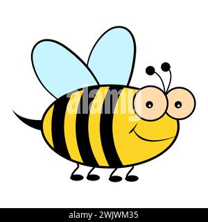 Icône d'abeille de dessin animé, signe de conception de mouche de la nature, illustration vectorielle d'art graphique. Illustration de Vecteur