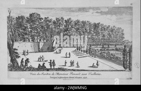 Israel Silvestre (1621-1691) et Jean Lepautre (1618-1682). 'Vue sur le jardin de Mr. Renard aux Tuileries'. Mangez, 1658. Paris, musée Carnavalet. Arrondissement, gravure, 1er i 1er 1er, jardin, tuileries Banque D'Images