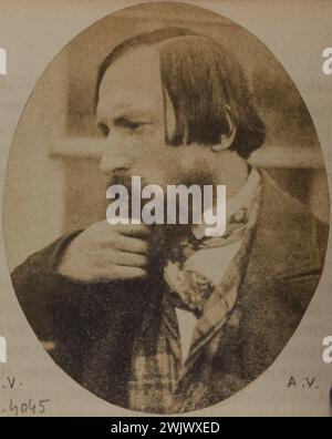 Autoportrait (devant la terrasse de la serre navale). Photographie d'Auguste Vacquerie (1819-1895), extraite de la collection d'articles intitulée 'Profils et grimaces', d'Auguste Vacquerie. Tirage de papier salé. 1853. Paris, maison de Victor Hugo. Banque D'Images