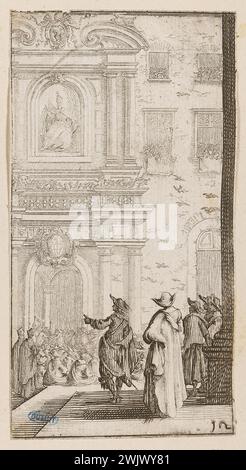 Della Bella, Stefano (dit Étienne de la belle) (n.1610-05-18-D.1664-08-22), le parti Gibelin est banni de Bologne. Douzième numéro de la suite (titre principal). Gravure. Petit Palais, Musée des Beaux-Arts de la ville de Paris. Banque D'Images
