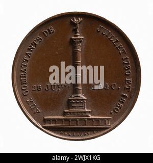 Jean-Pierre Montagny (1789-1862) Inauguration de la colonne de juillet, 28 juillet 1840. Cuivre. Paris, musée Carnavalet. Médaille, numismatique Banque D'Images