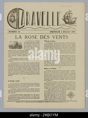 Service de presse de propagande du TFEO EM (n.-d.), Caravelle n°81 (nom d'utilisateur), 1947-07-06. Papier imprimé, encre. Musée de la libération de Paris - Musée général Leclerc - Musée Jean Moulin. Banque D'Images