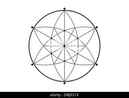 Symbole de graine de vie tatouage de géométrie sacrée. Mandala mystique géométrique de l'alchimie fleur ésotérique de vie. Isolat d'amulette méditative divine vecteur noir Illustration de Vecteur