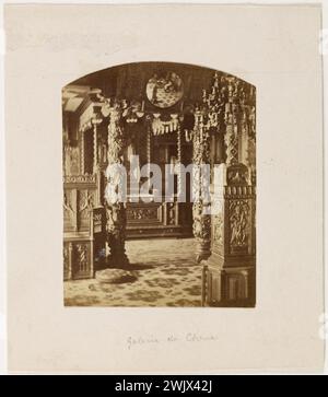 Reportage d'Edmond Bacot à Hauteville House (Guernesey) : la galerie Chêne au deuxième étage, 1862'. Photographie d'Edmond Bacot (1814-1875). Dessiner sur papier albumine. 1862. Paris, Maison de Victor Hugo. 101863-28 deuxième étage, galerie chene, maison Hauteville, intérieur, maison Banque D'Images