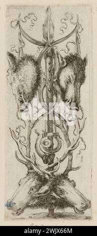 Della Bella, Stefano (dit Étienne de la belle) (n.1610-05-18-D.1664-08-22), Ornamenti o Grottesche. Onzième numéro d'une suite de 12 pièces. (A. de Vesme 1013 ; Dutuit 179) (titre principal). Gravure. Petit Palais, Musée des Beaux-Arts de la ville de Paris. Banque D'Images