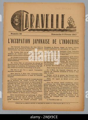 Service de presse de propagande du TFEO EM (n.-d.), Caravelle n°60 (nom d'utilisateur), 1947-02-09. Papier imprimé, encre. Musée de la libération de Paris - Musée général Leclerc - Musée Jean Moulin. Banque D'Images