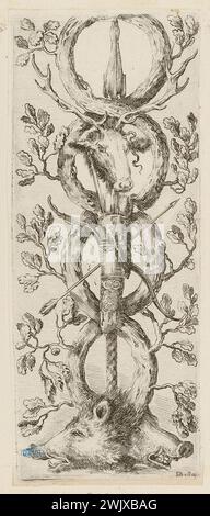 Della Bella, Stefano (dit Étienne de la belle) (n.1610-05-18-D.1664-08-22), Ornamenti o Grottesche. Huitième numéro d'une suite de 12 pièces. (A. de Vesme 1010 ; Dutuit 179) (titre principal). Gravure. Petit Palais, Musée des Beaux-Arts de la ville de Paris. Banque D'Images