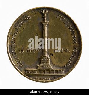 Jean-Pierre Montagny (1789-1862) Inauguration de la colonne de juillet, 28 juillet 1840. Cuivre. Paris, musée Carnavalet. Médaille, numismatique Banque D'Images