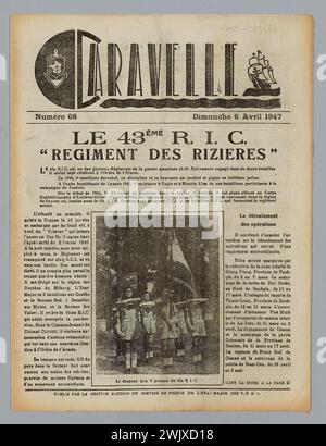 Service de presse de propagande du TFEO EM (n.-d.), Caravelle n°68 (nom d'utilisateur), 1947-04-06. Papier imprimé, encre. Musée de la libération de Paris - Musée général Leclerc - Musée Jean Moulin. Banque D'Images