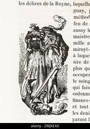 Gustave Doré (1832-1883), designer et César Button (1824-1885), graveur. 'Distraction.' Illustration pour Honoré de Balzac, 'les contes Dranitiques', Paris : Société générale de librairie, 1855'. Paris, Maison de Balzac. 101791-1 gravure sur bois, illustration d'une œuvre littéraire, 19e 19e 19e 19e 19e xixe siècle, gravure Banque D'Images