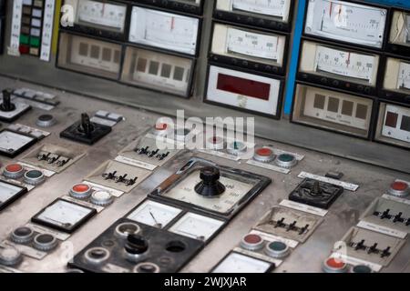 Tableau de commande, ancienne aciérie Henrichshütte, Hattingen, Ruhr district, Rhénanie-du-Nord-Westphalie, Allemagne, Europe Banque D'Images