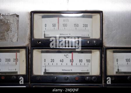 Tableau de commande, ancienne aciérie Henrichshütte, Hattingen, Ruhr district, Rhénanie-du-Nord-Westphalie, Allemagne, Europe Banque D'Images