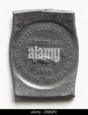 Anonyme. Association électorale du département de la Seine, 1849 (Avers). Paris, musée Carnavalet. Médaille, numismatique Banque D'Images