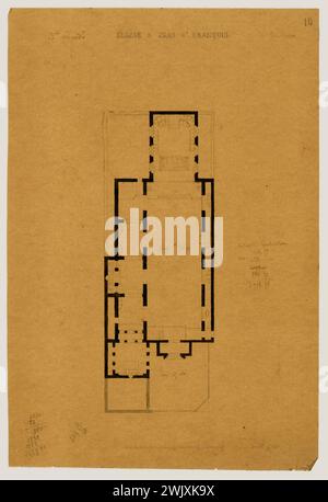 Lèbe-Sigun, plan de l'église Saint-Jean-Saint-François. (Titre factice), 1861. Crayon noir et laver sur papier couche. Musée Carnavalet, histoire de Paris. Banque D'Images