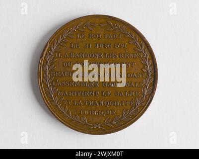 P. G. Liénard. Alexandre de Beauharnais (1761-1794). Bronze, 1801. Paris, musée Carnavalet. 70232-54 Assemblée nationale, bronze, calme, couronne, laurier, république, inscription, maintenir, médaille, numismatique, président, calme public Banque D'Images