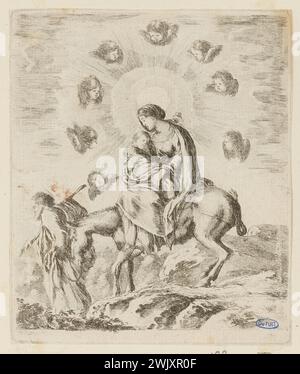 Della Bella, Stefano (dit Étienne de la belle) (n.1610-05-18-D.1664-08-22), vol pour l'Egypte. (A. de Vesme 11 ; Dutuit 159) (titre principal). Gravure. Petit Palais, Musée des Beaux-Arts de la ville de Paris. Banque D'Images