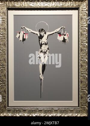 Oeuvre „Christ avec des sacs à provisions“ par Banksy dans l'exposition „le mystère de Banksy - Un esprit de génie“ à Mülheim an der Ruhr sur 18.11.2022 Banque D'Images