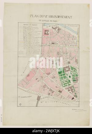 Lehr, André, Plan de la vie arrondissement de la ville Paris, 14 juillet 1881. (Titre décerné), 1881. Musée Carnavalet, histoire de Paris. Banque D'Images