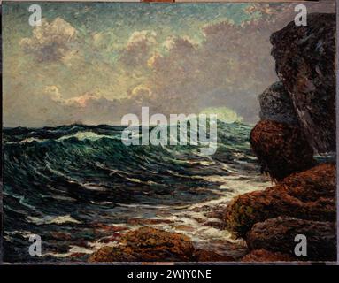 Maxime Maufra (1861-1918) 'La marée montante à Port-Blanc, presqu'île de Quiberon', 1914. Huile sur toile. Musée des Beaux-Arts de la ville de Paris, petit Palais. 74163-1 falaise, huile de toile, étang montant, mer, port-slanc, presque île, rocher Banque D'Images