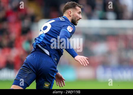 Walsall, Royaume-Uni. 17 février 2024. Baily Cargill de Mansfield lors du match EFL Sky Bet League 2 entre Walsall et Mansfield Town au Poundland Bescot Stadium, Walsall, Angleterre, le 17 février 2024. Photo de Stuart Leggett. Utilisation éditoriale uniquement, licence requise pour une utilisation commerciale. Aucune utilisation dans les Paris, les jeux ou les publications d'un club/ligue/joueur. Crédit : UK Sports pics Ltd/Alamy Live News Banque D'Images