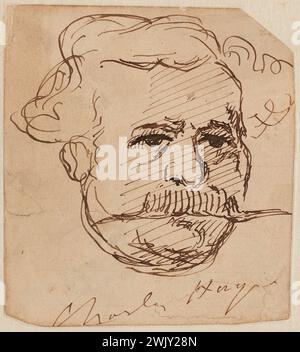 Gill, André (n.1840-10-17-D.1885-05-02), portrait de Charles Hugo1869. Encre. Maisons de Victor Hugo Paris - Guernesey. Banque D'Images