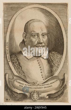Della Bella, Stefano (dit Étienne de la belle) (n.1610-05-18-D.1664-08-22), Etienne Rodriguez de Castro, médecin portugais (A. de Vesme 31. Dutuit 60) (titre principal) . Gravure. Petit Palais, Musée des Beaux-Arts de la ville de Paris. Banque D'Images