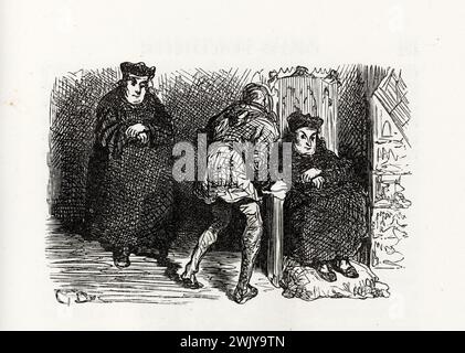 Gustave Doré (1832-1883), designer et Adrien Lavieille (1818-1862), graveur. "Chiquon était double." Illustration pour Honoré de Balzac, 'les contes drolatiques', Paris : Société générale de librairie, 1855'. Gravure sur bois. Paris, Maison de Balzac. 101782-4 gravure sur bois, illustration d'une œuvre littéraire, 19e 19e 19e 19e 19e xixe siècle, gravure Banque D'Images