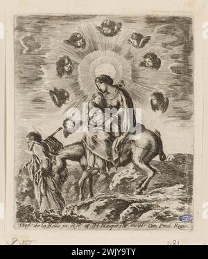 Della Bella, Stefano (dit Étienne de la belle) (n.1610-05-18-D.1664-08-22), vol pour l'Egypte. (A. de Vesme 11 ; Dutuit 159) (titre principal). Gravure. Petit Palais, Musée des Beaux-Arts de la ville de Paris. Banque D'Images