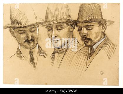 Maurice Denis (1870-1943) Triple portrait du père Couturier, Charles Plessard et André Lecoutey. 1920-1925. Musée des Beaux-Arts de la ville de Paris, petit Palais. 60726-2 dessin, homme, triple portrait Banque D'Images