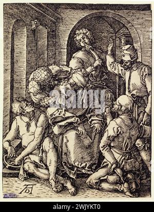 Albrecht Dürer (1471-1528) La petite passion du bois : la dérision du Christ (Bartsch 30). 1508-1509. Musée des Beaux-Arts de la ville de Paris, petit Palais. 77216-14 Art catholique, Art chrétien, Art religieux, Christianisme, Sainte histoire, iconographie chrétienne, iconographie religieuse, Nouveau Testament, passion du Christ, Renaissance, vie Christ, gravure Banque D'Images