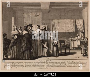 Abraham bosse (1602-1676) 'Les œuvres de Mercy : visitez les patients. Cinquième numéro d'une séquence de 7 pièces (double)'. Gravure. 1650. Musée des Beaux-Arts de la ville de Paris, petit Palais. 100466-24 gravure, 17ème XVIIème XVII 17ème 17ème SIÈCLE Banque D'Images