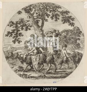 Della Bella, Stefano (dit Étienne de la belle) (n.1610-05-18-D.1664-08-22), la famille de satyre en marche (A. de Vesme 103 ; Dutuit 191) (titre principal). Gravure. Petit Palais, Musée des Beaux-Arts de la ville de Paris. Banque D'Images