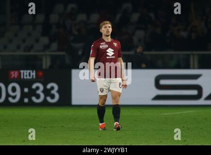 Turin, Italie. 16 février 2024. Lovato du Torino FC lors de l'Italia Serie A, match de football entre Torino FC et US Lecce le 16 février 2024 au Stadio Olimpico Grande Torino, Turin Italie. Photo Nderim Kaceli crédit : Agence photo indépendante/Alamy Live News Banque D'Images