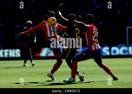 Madrid Espagne ; 17/02/2024.- Atletico de Madrid a battu UD Las Palmas 5-0 en Ligue espagnole de football. Avec des buts de Marcos Llorentes 15', 20', Angel Correa 47', 62' et Memphis Depay 87' Atletico de Madrid bat Las Palmas le jour 25 de la Ligue espagnole de football au Civitas Metropolitano Stadium. Photo : Juan Carlos Rojas. Banque D'Images