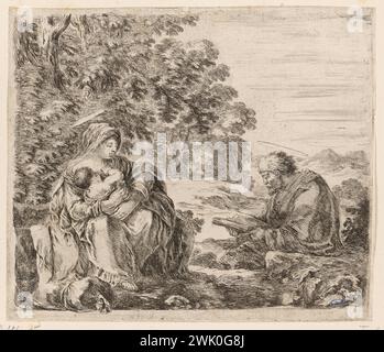 Della Bella, Stefano (dit Étienne de la belle) (n.1610-05-18-D.1664-08-22), repos dans le vol pour l'Egypte. (A. de Vesme 17 ; Dutuit 156) (titre principal). Gravure. Petit Palais, Musée des Beaux-Arts de la ville de Paris. Banque D'Images